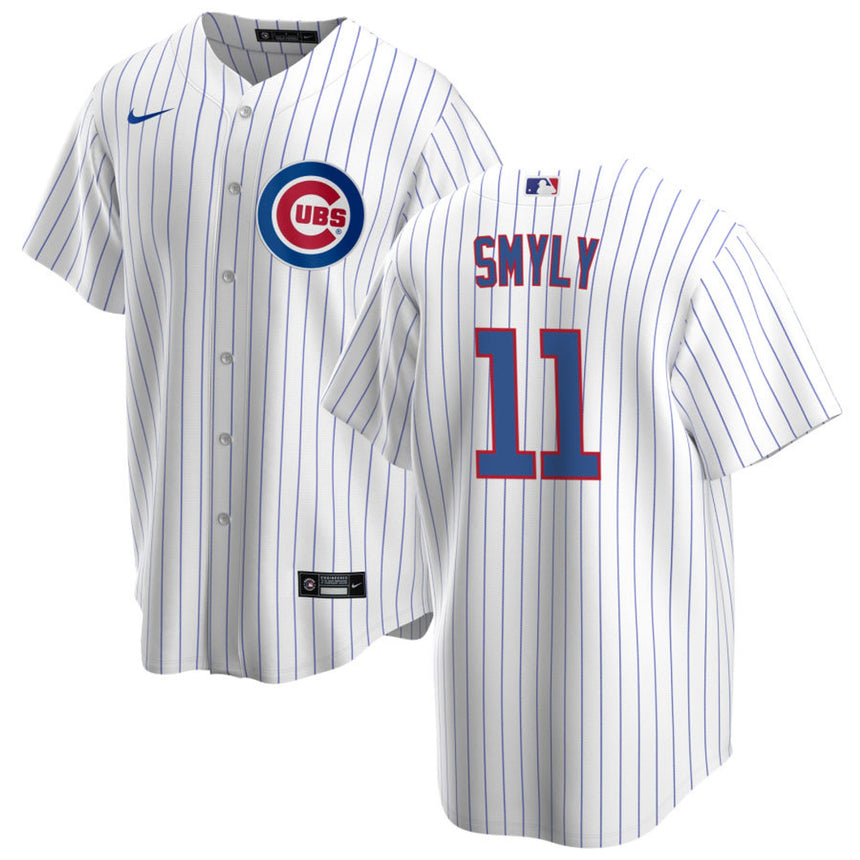 Men's Drew Smyly Chicago Cubs White Home Premium Stitch Replica Jersey