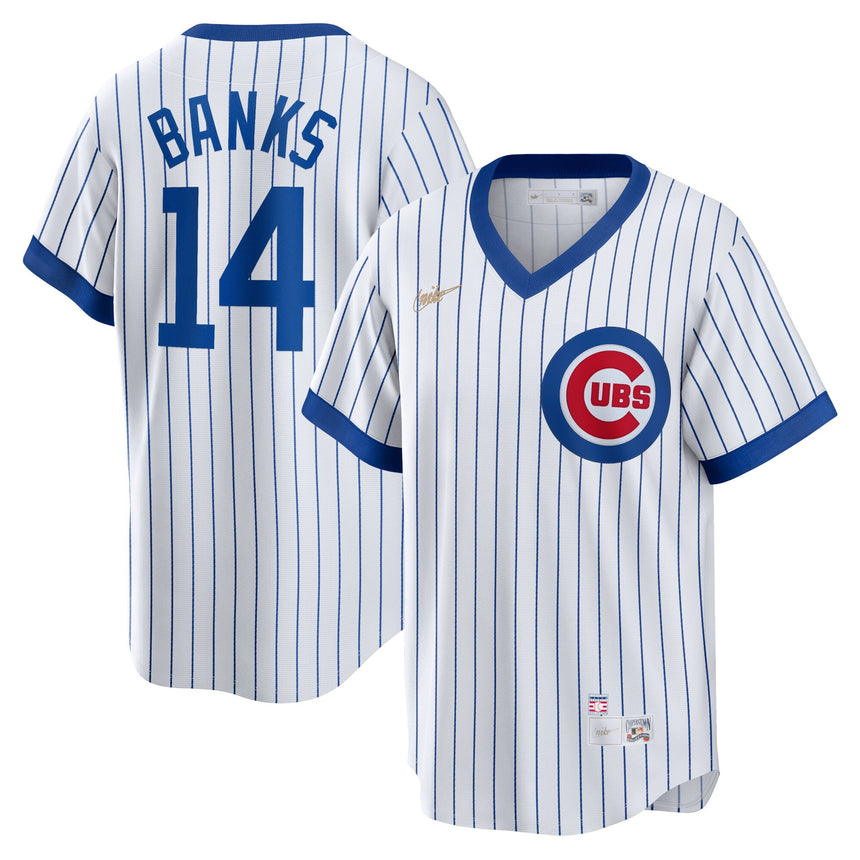 Men's Chicago Cubs Ernie Banks White Home Cooperstown Collection Player Jersey