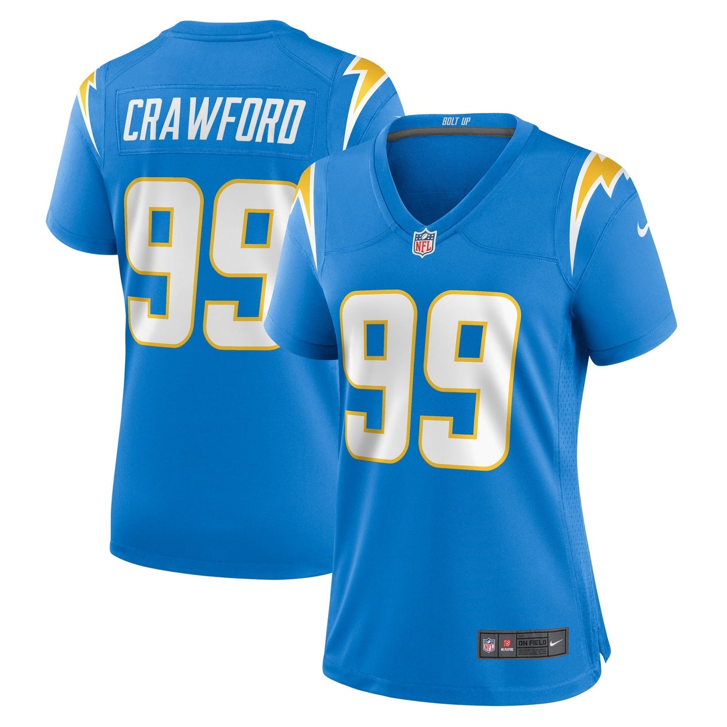 Women's Nike Aaron Crawford Powder Blue Los Angeles Chargers Home Game Player Jersey