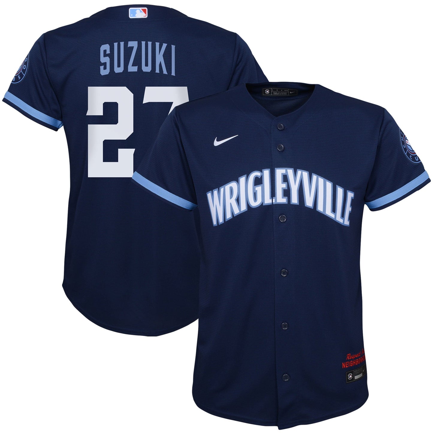 Preschool Nike Seiya Suzuki Navy Chicago Cubs City Connect Script Replica Player Jersey