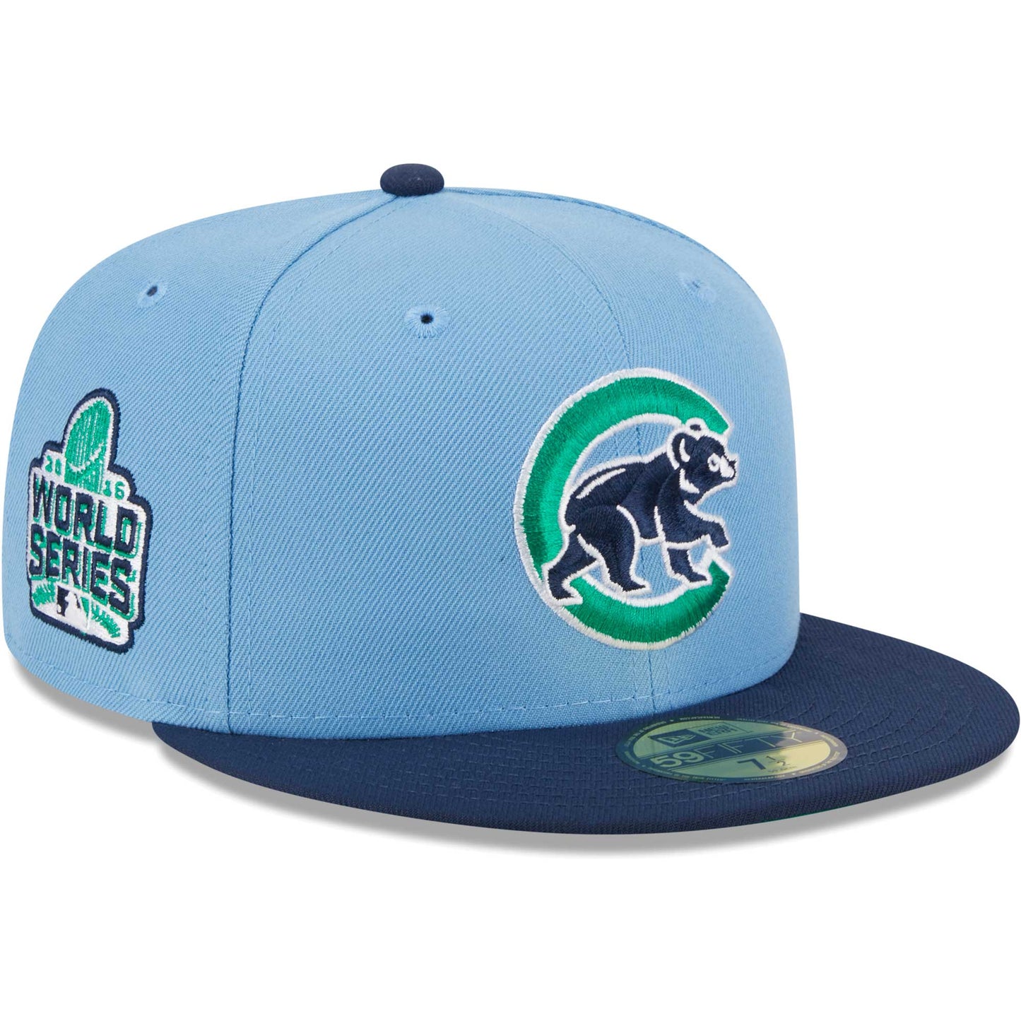 Chicago Cubs New Era Green Undervisor 59FIFTY Fitted Hat - Light Blue/Navy