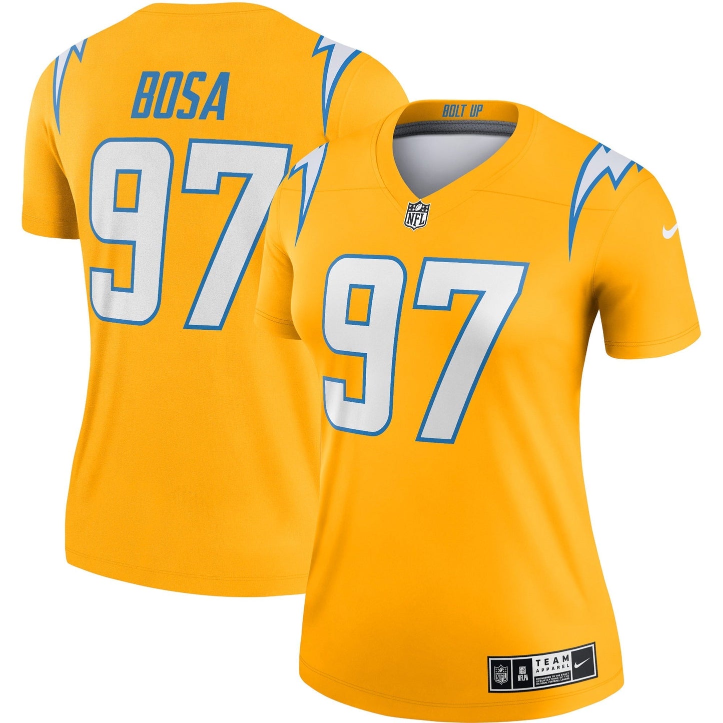 Women's Nike Joey Bosa Gold Los Angeles Chargers Inverted Legend Jersey