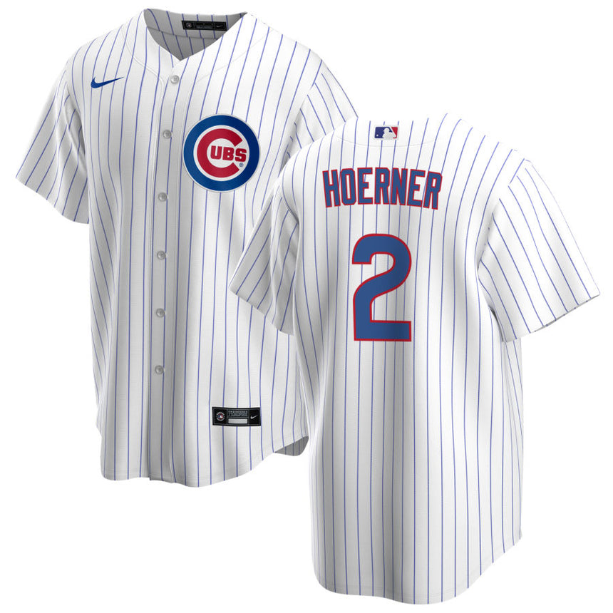 Men's Chicago Cubs Nico Hoerner Premium Twill White Home Replica Jersey