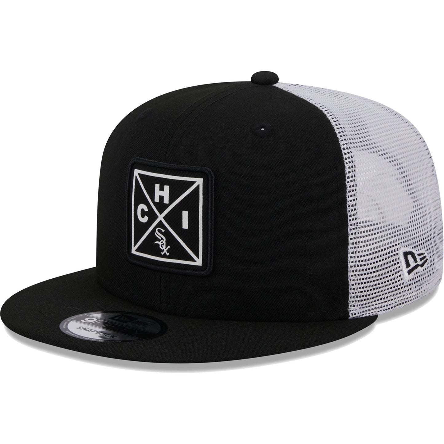 Chicago White Sox New Era Vert Squared Trucker 9FIFTY Snapback Hat - Black